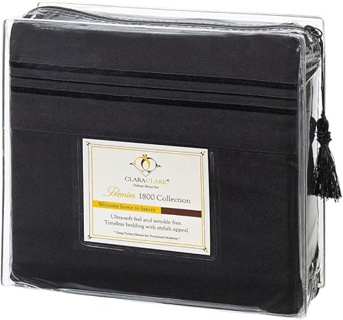 Vista 230 de Clara Clark - Juego de sábanas de la serie 1800 Premier, 4 piezas, juego de cama, sábanas con mucha caída, resiste arrugas, la decoloración