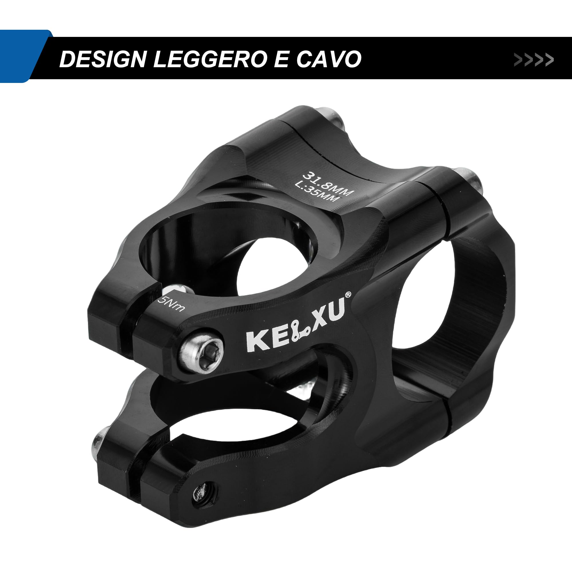 31,8 Attacco Manubrio Bici 35 mm Attacco Manubrio MTB Corto Leggero in Lega di Alluminio CNC Morsetto Manubrio per Bici da Corsa, Gravel, MTB, DH, BMX