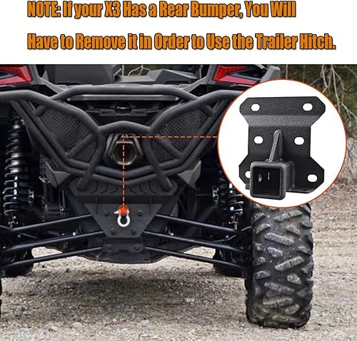 Miniatura 3 de Enganche receptor trasero de 2 pulgadas X3 compatible con Can Am Maverick Turbo/Max Turbo/X DS/X RS Turbo 2017-2023, accesorios estándar de 2