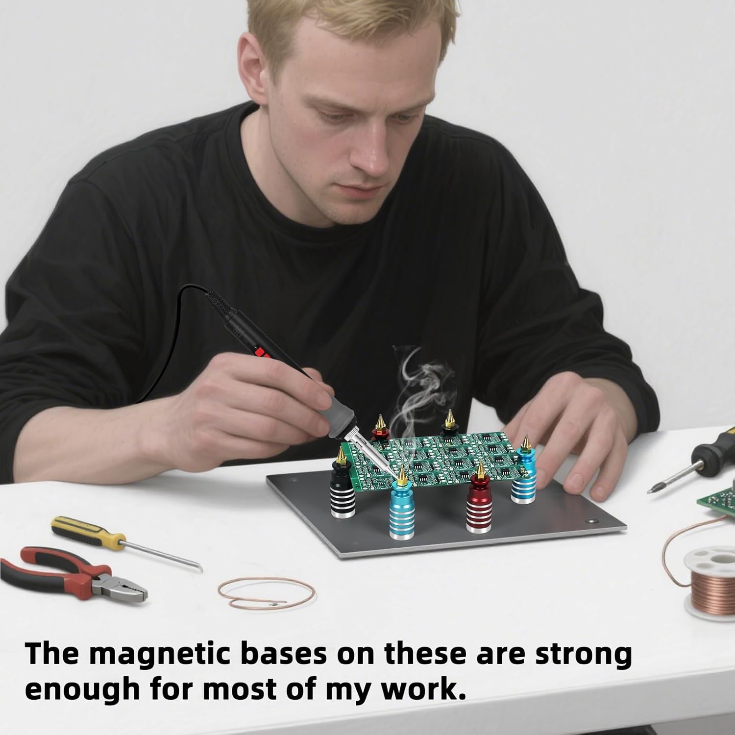 Helping Hands Soldering 6PCS Magnetic PCB Holder Circuit Board Holder, Helping Hands Magnetic Base Magnetic Pillar Stands Solder Holder for Soldering Electronic Repair Jewelry Crafts Hobby Workshop