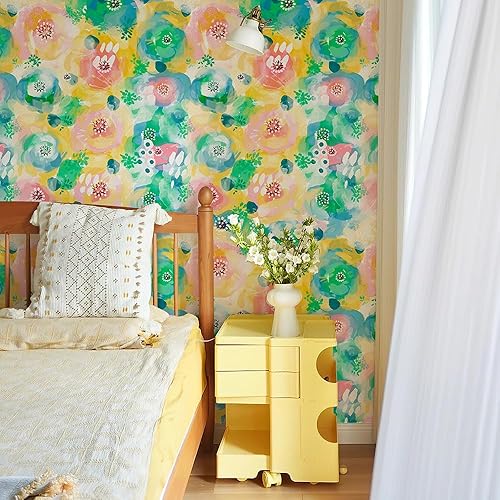 Miniatura 5 de FLUGGER Papel tapiz abstracto para despegar y pegar, diseño de arcoíris de caramelo, autoadhesivo, extraíble, calcomanías de pared para el hogar,