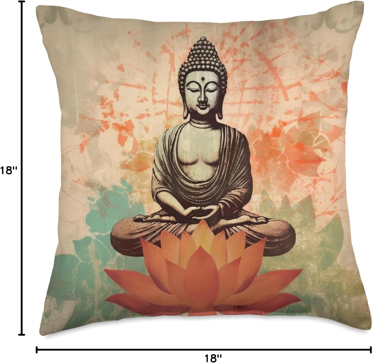 Vintage Zen Meditation Yoga Lotus Flower Buddha Throw Pillow
