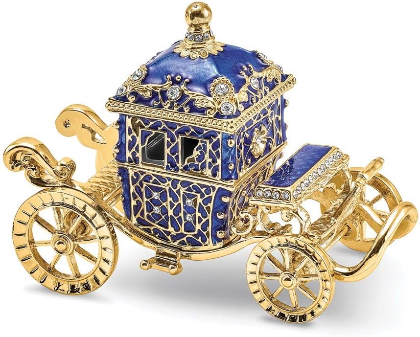 Saris and Things Lux by Jere Bejeweled ROYAL BLUE Carriage Trinket Box