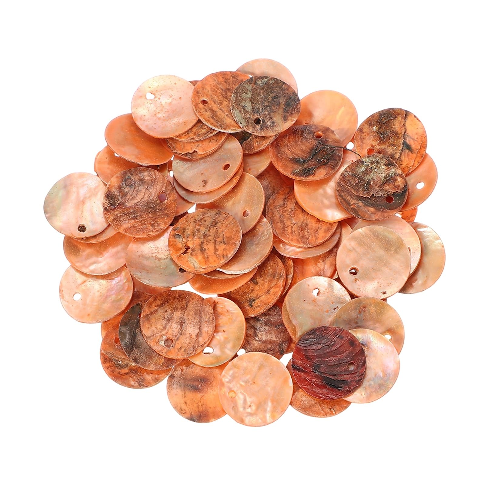 sourcing map 65Pcs Capiz Shells, 1.5cm/0.6" Round Light Orange Shells with a Hole for Seashell Wind Chimes Curtain Shell Garland DIY Jewelry Craft Wedding Home Decoration, Light Orange