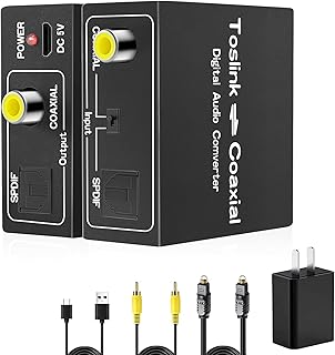 Optical to Coaxial or Coaxial-to-Optical Digital Audio Converter, Bi-Directional Digital Coaxial to/from Optical（Toslink）SPDIF Audio Converter/Adapter/Repeater, with 1 Optical Cable /1 Coaxial Cable