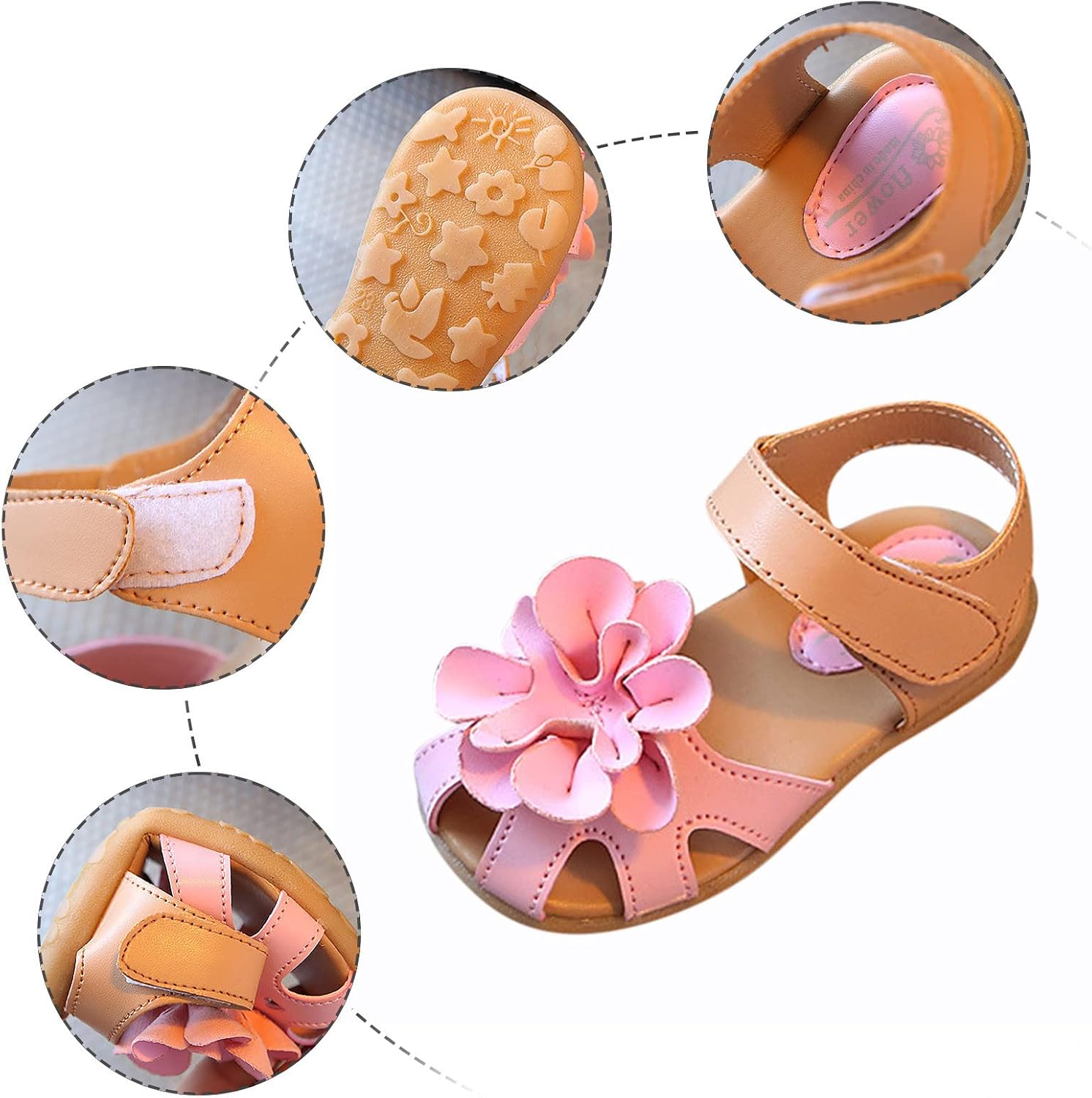 Infant Kids Girls Flowers Shoes Sandals Princess Shoes Sandals Dancing Shoes Sandals for Girl Toddler (Pink, 2-2.5Years)