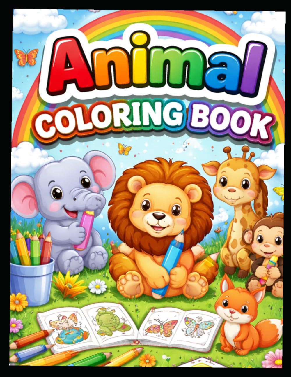 Animal coloring book: Fun and easy cute animals coloring pages for toddlers, preschool and kindergarten kids