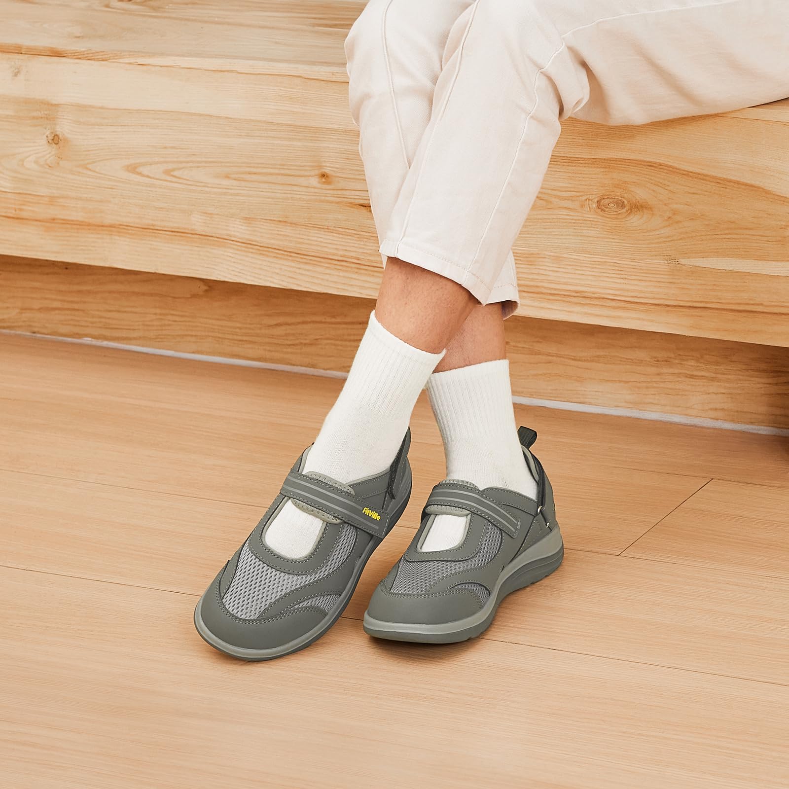 FitVille Scarpe Donna per Piedi Larghi Sandali Comodi e Traspiranti Scarpe da Passeggio con Supporto dell'Arco Plantare