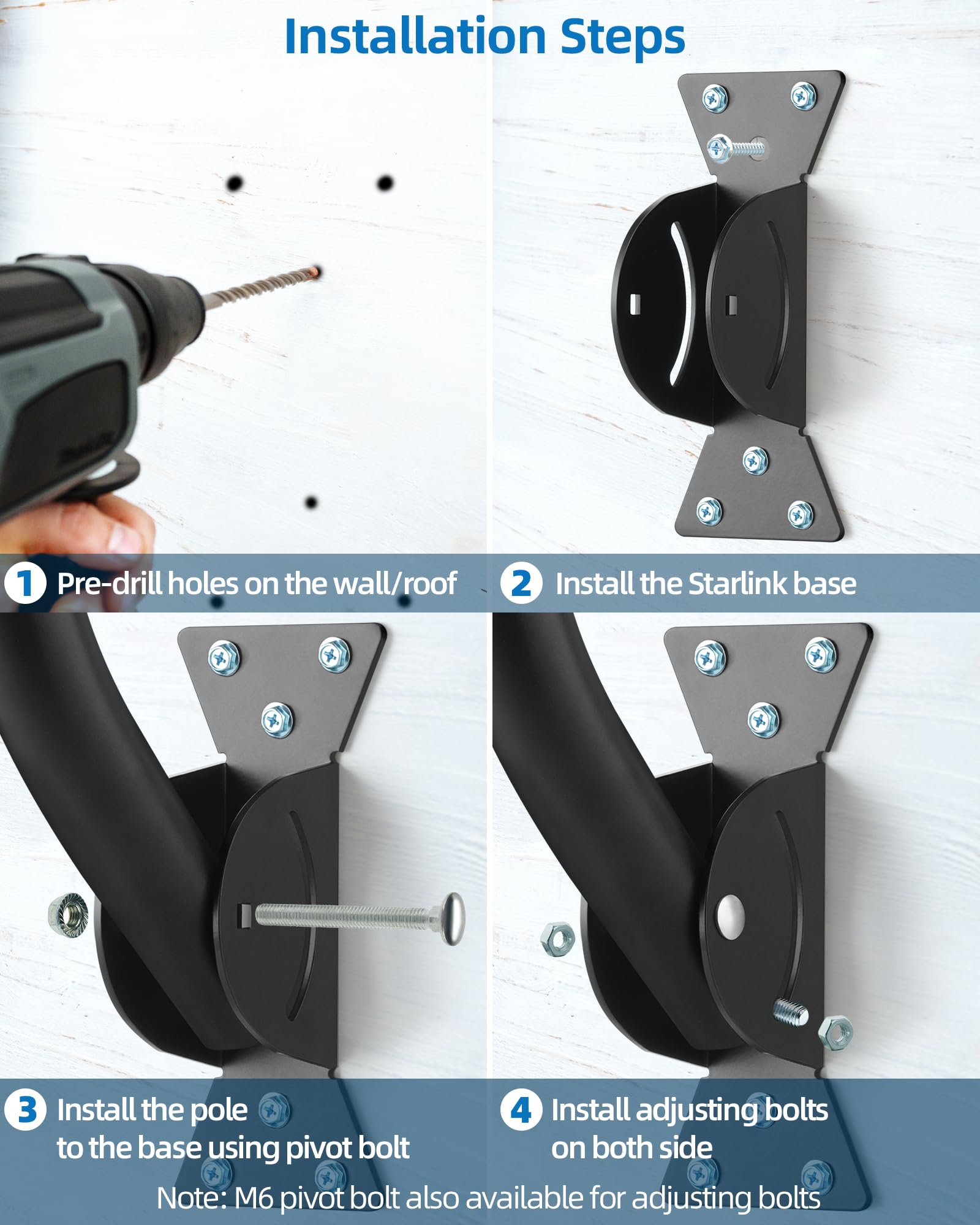 Supporto per Antenna Satellitare per Starlink, Parabola Esterna Satellitare Per Montaggio sul tetto, Supporto da Parete Esterno per Antenna Supporto per Antenna Satellitare per Starlink, Parabola Esterna Satellitare Per Montaggio sul tetto, Supporto da Parete Esterno per Antenna