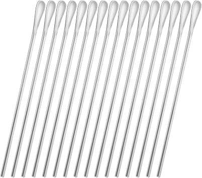16-Pack 8.5" / 21.8cm Stainless Steel Long Handle Stirring & Mixing Spoon Reusable Bar Tool for Coffee, Tea, Iced Drinks & Cocktails