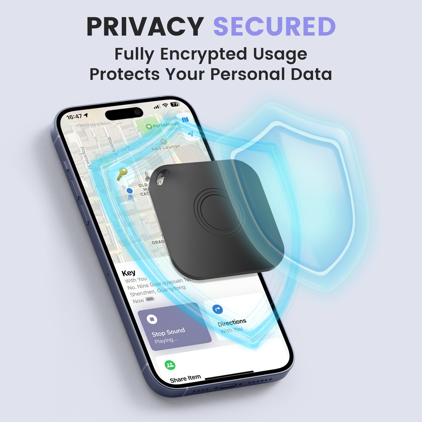 Détecteur d'articles Air Tracker compatible avec l'application Apple Find My (iOS uniquement), batterie remplaçable, étanche IP67, localisateur d'objets Bluetooth intelligent anti-perte pour clés