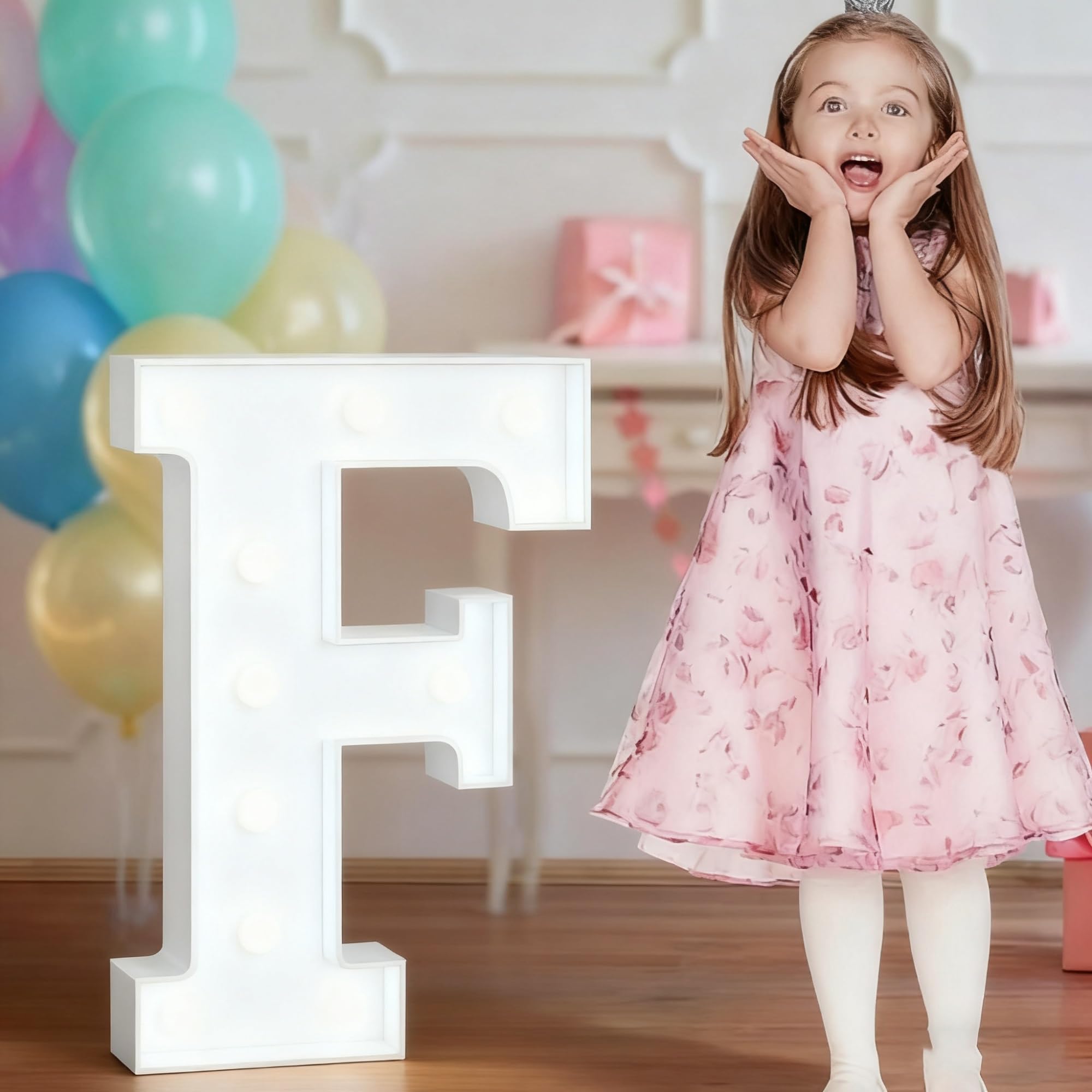 4FT Light Up Wedding Letters Large For Party Decor, Marquee Birthday Graduation Baby Shower Decorations, Mosaic Arch Stand Pre-cut Foam Cardboard(F,120cm)