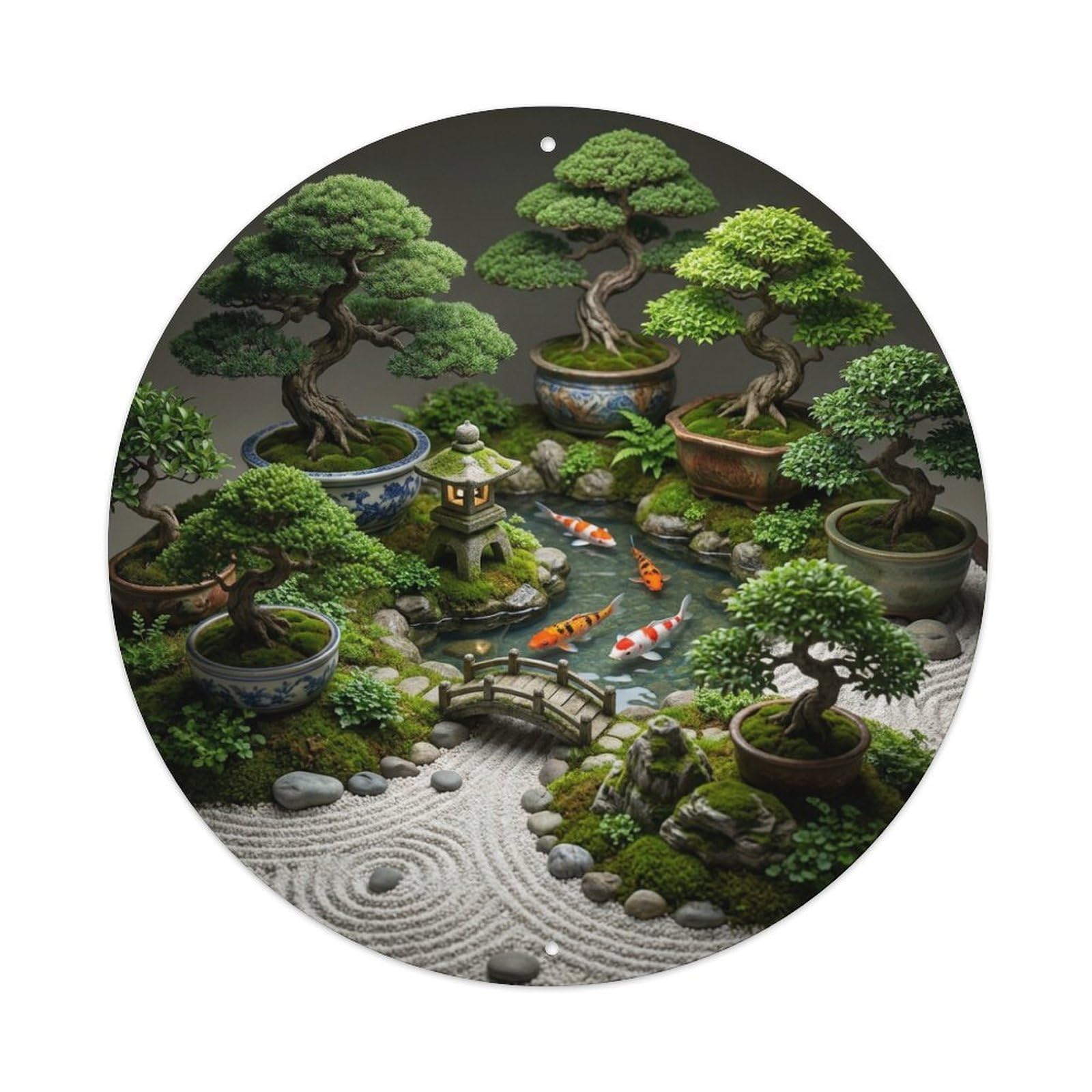 Galvaxio Style Japanese Koi Fish Bonsai Collection Miniature Metal Tin Sign