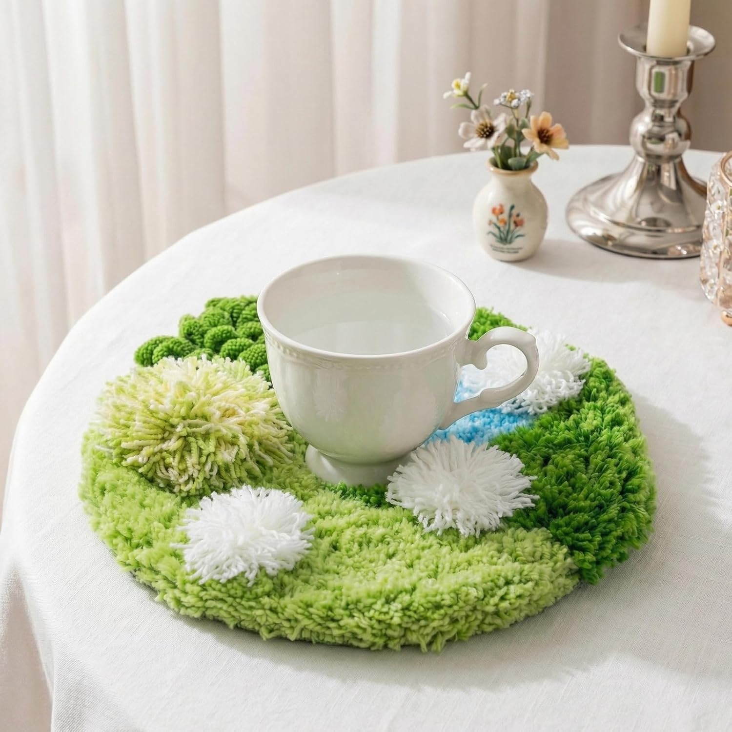 Lengba 3D Moss Coaster Kit - 2-Piece Beginner Friendly Set, Latch Hook Kits for Adults, DIY Craft Hobbies for Women, Creative Gift for Women