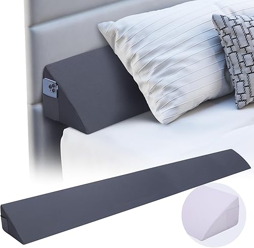 Almohada de cuña de cama tamaño King (76 x 10 x 6 pulgadas), cuña de almohada de cabecero, cuña de colchón, relleno de espacio para cama, cuña de