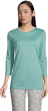 Lands' End Women's 3/4 Sleeve Supima Cotton Crewneck Tunic