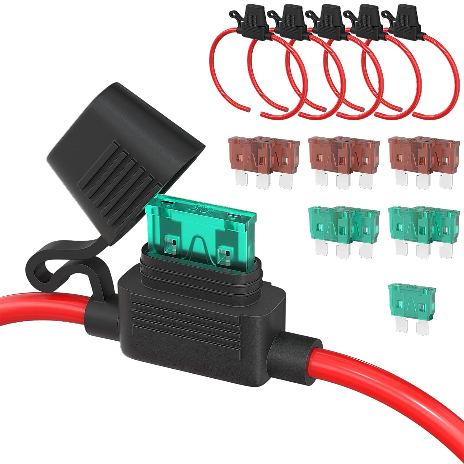 DaierTek 10 Gauge Fuse Holder 12V for ATC/ATO Blade Fuse, Inline Fuse Holder 12V with 10 AWG