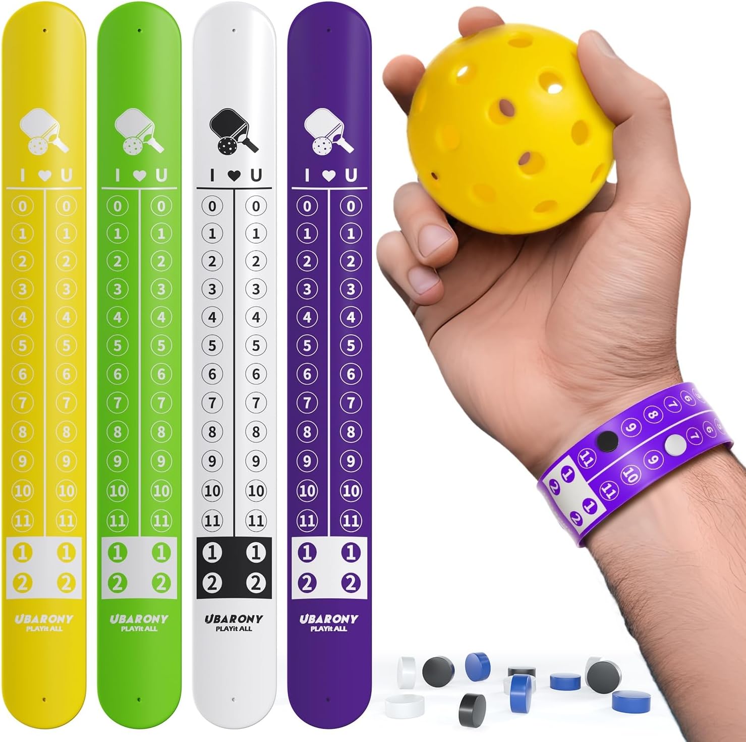 Pickleball Score Keeper, 8 Portable Scoreboard Counter Wristbands