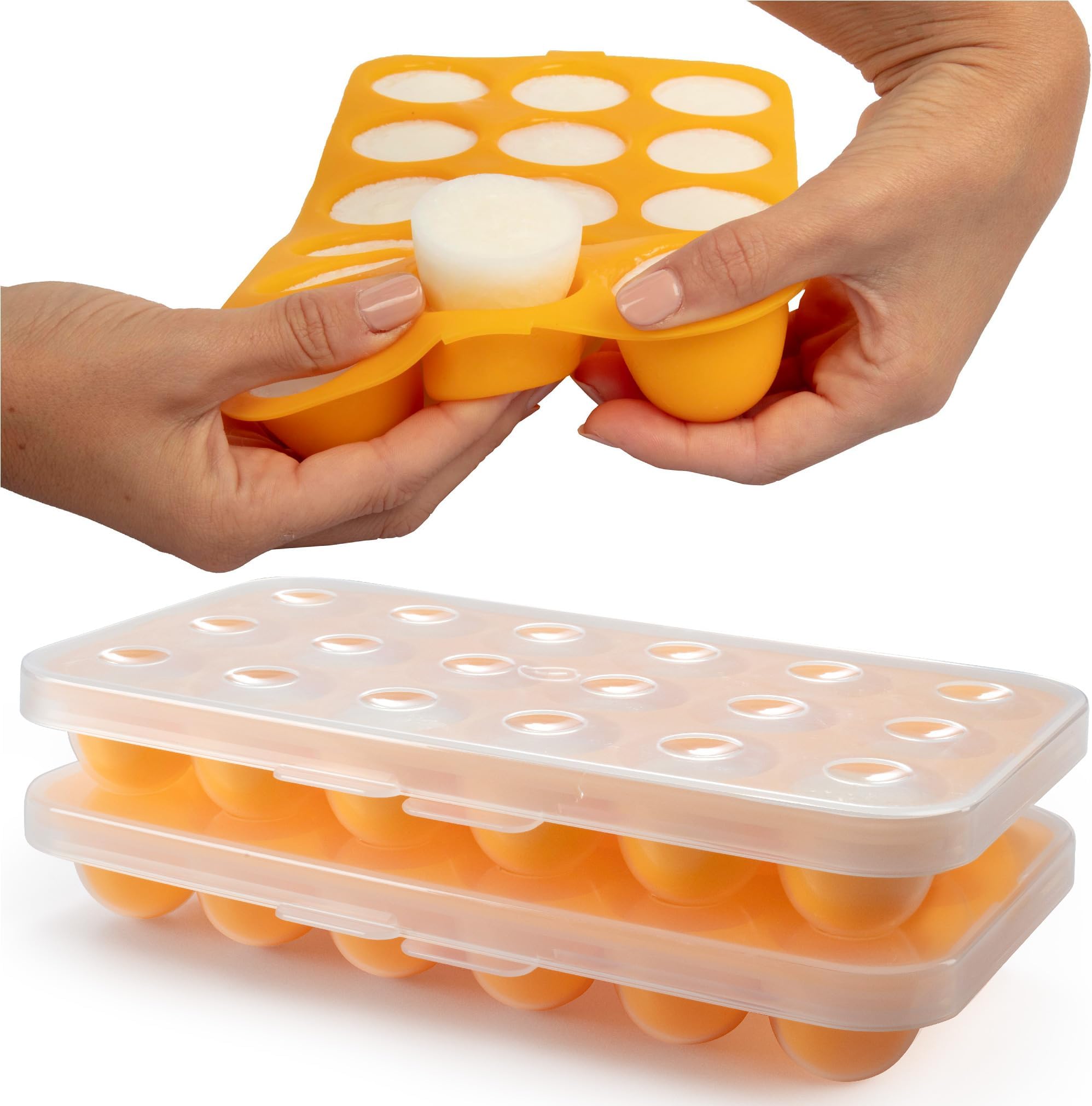 Baby Food Storage Tray - Silicone Pop Out Portion Freezer Tray (2 Pack) - Breast Milk and Food Storage Made Easy