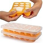 Silicone Baby Reusable Food Storage Tray (2 Pack) - Pop Out 1oz Portion Silicone Stackable Freezer Tray, Snap-on Lid, Non Toxic BPA & PVC Free, Dishwasher &Microwave Safe, Healthy Meal Prep, Gift