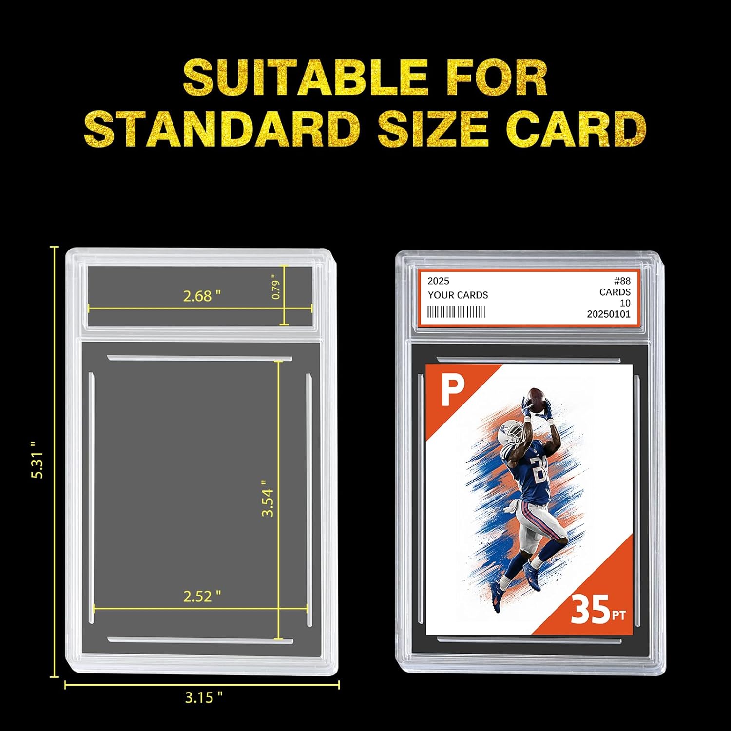 12ct Graded Card Slab - Card Case Holder for TCG, UV Resistant Acrylic Hard Sleeves with Label Position, for Standard Baseball Sport Game Collector, Perfect for Sorting, Storage and Display