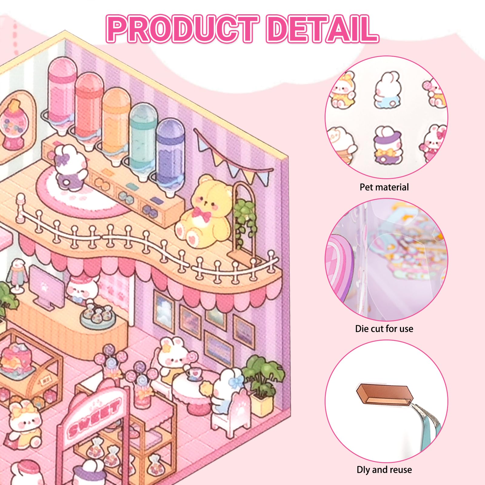 Miniature Scene Sticker Book, 50 Sheets Creative Scene Stickers for Adults,Scene Book - Image 2