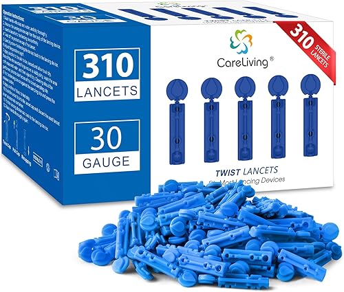CareLiving Lancetas para pruebas de diabetes  Lancetas diabéticas de calibre 30 para análisis de sangre y pruebas de glucosa  Se adapta a la mayoría