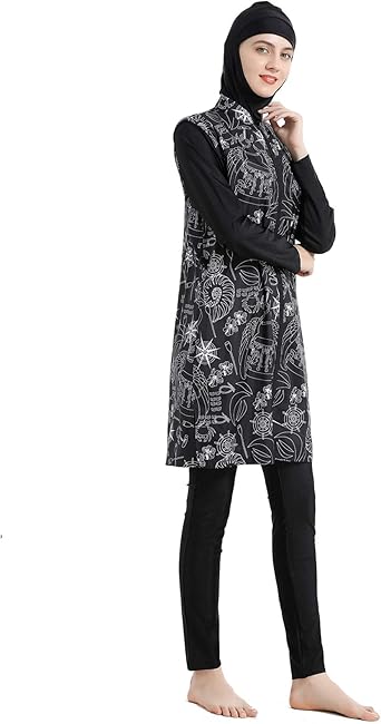 3-Pieces Badmode Voor Vrouwen Volledig Bedekt Zwempak Burkini Plus Size Badpak Strandkleding(6XL,J2