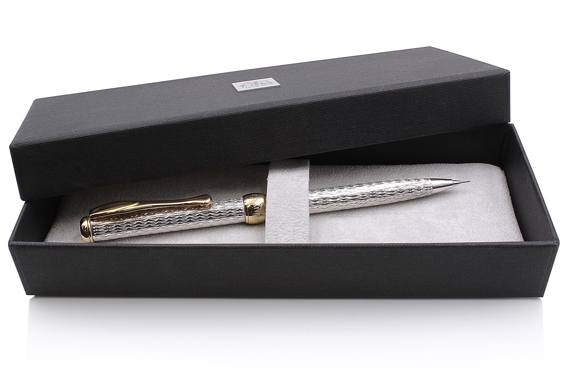 Grifos Matita meccanica in argento sterling con particolari placcati oro 18 kt, fatta in Italia, meccanismo a rotazione, ricaricabile