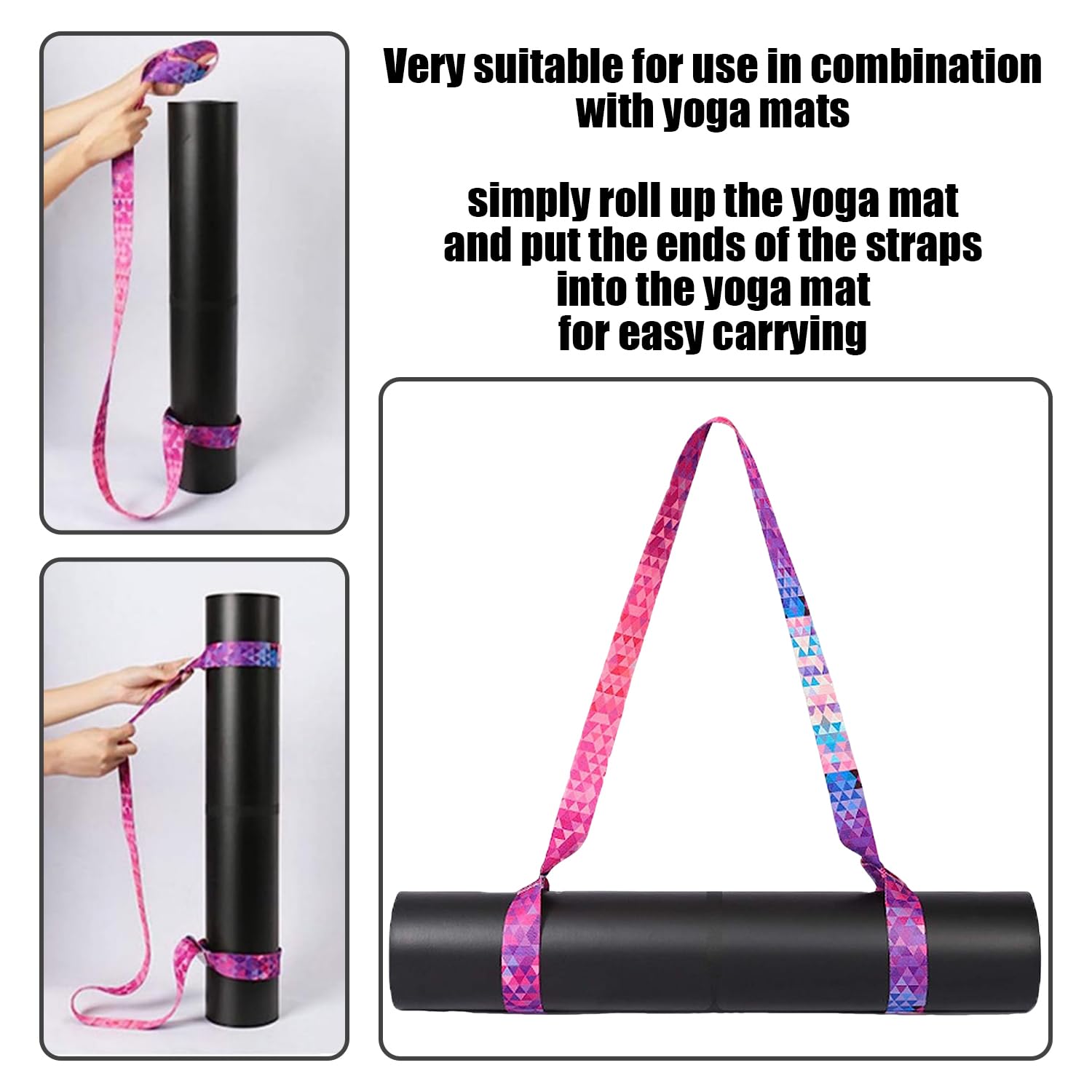 3 Pezzi Cinghia di Tappetino da Yoga, Imbracatura Multifunzione, Tappetino da Yoga Che Trasporta Accessori, Raggruppamento Durevole, Accessori per Tappetini da Yoga.