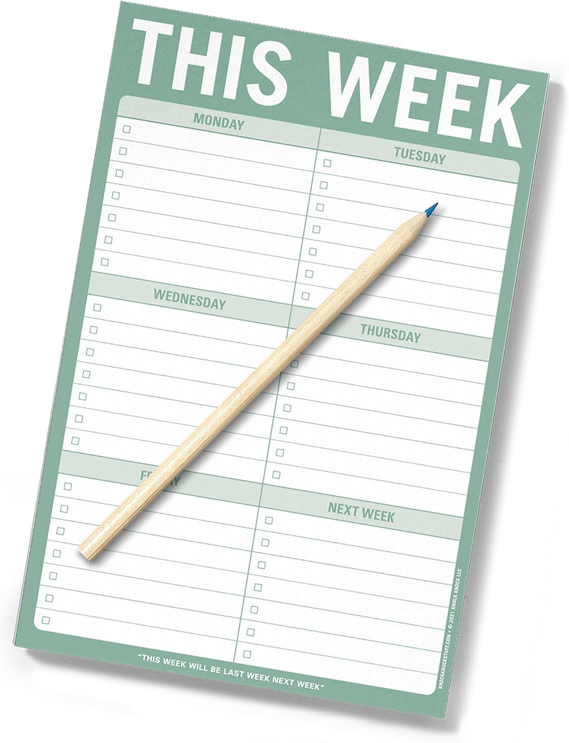 6-Count Knock Knock This Week Pads, To Do List Notepads, 6 x 9-inches each (Sage Green)