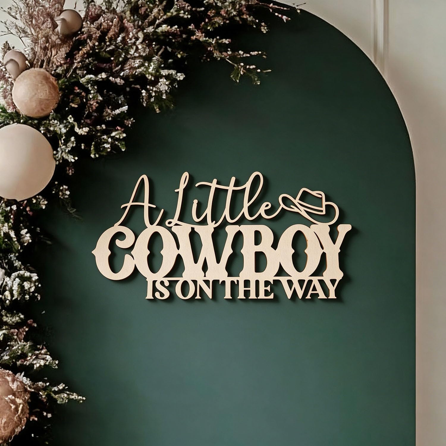Western Baby Shower Wall Sign for Cowboy Gender Reveal Party,Little Cowboy Is on the Way Party Decoration for Baby Girls Boys Birthday Party Decoration Supplies