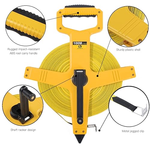 Miniatura 9 de Cinta métrica de fibra de vidrio de carrete abierto, cinta métrica de 165 pies por 12 pulgada, escala métrica para ingeniero, exterior, campo