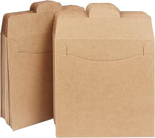 50 Pack CD Sleeves Kraft Paper DVD Envelopes, Khaki Blank CD Paper Cardboard, CD Kraft Paper Storage Holder Covers Packaging Sleeves - 4.7 x 4.7 Inch