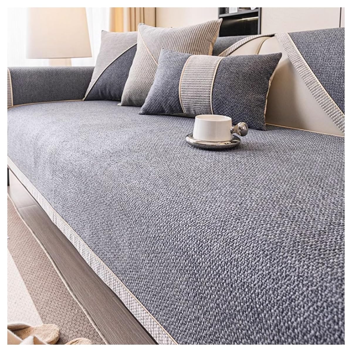 Housses de coussin de canapé antidérapantes et douces en coton lin 70x70 pour un confort durable