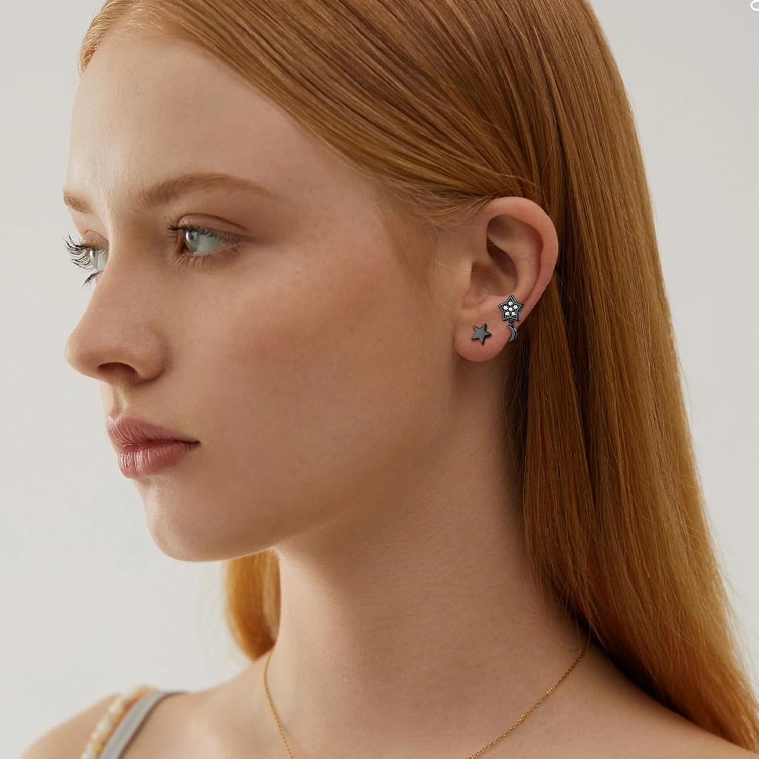 YADOCA 16Pcs Dangle Cartilage Earrings for Women Men Stainless Steel Tragus Stud Earrings 16G and 20G Butterfly Heart CZ Opal Flat Back Earrings Cartilage Tragus Conch Helix Daith Piercing Jewelry - Image 3