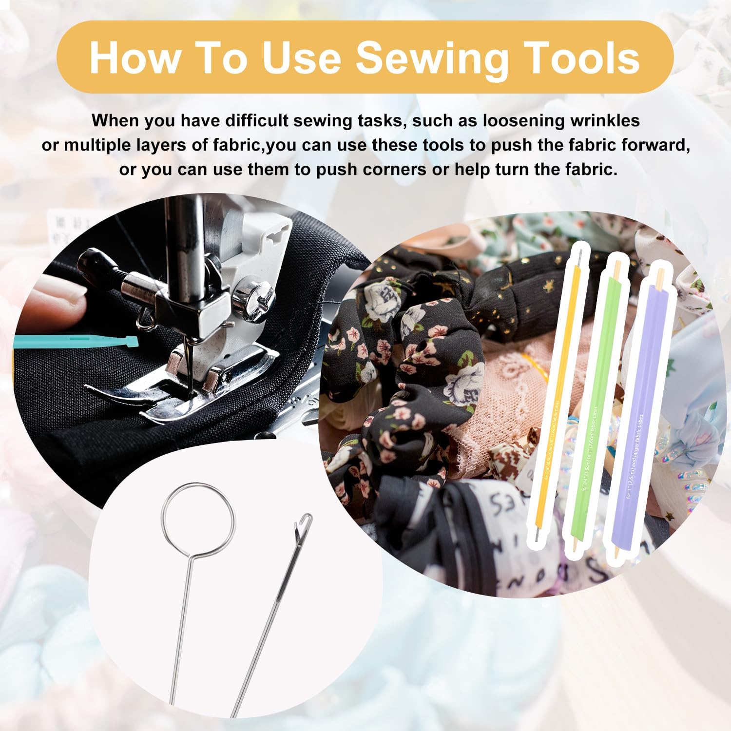 10pcs Quick Turn Fabric Sewing Tools Set, Loop & Tube Turner & Threader for Sewing Threading Crafting & DIY Projects Multifunctional Fabric Turning Tools for Fast & Easy Use
