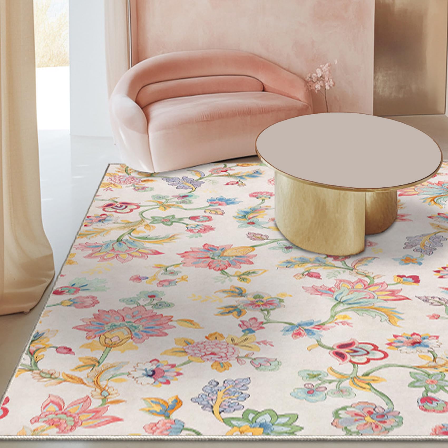 Tapis moderne motif floral coloré 200x300 antidérapant et lavable
