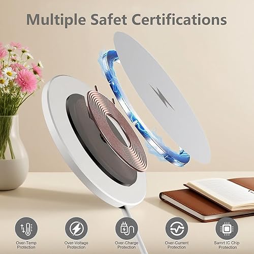 Miniatura 3 de Mag_Safe - Cargador inalámbrico magnético para iPhone 16 15, carga rápida para Apple MagSafe Charger 15 W, 6 pies, cable inalámbrico y adaptador de