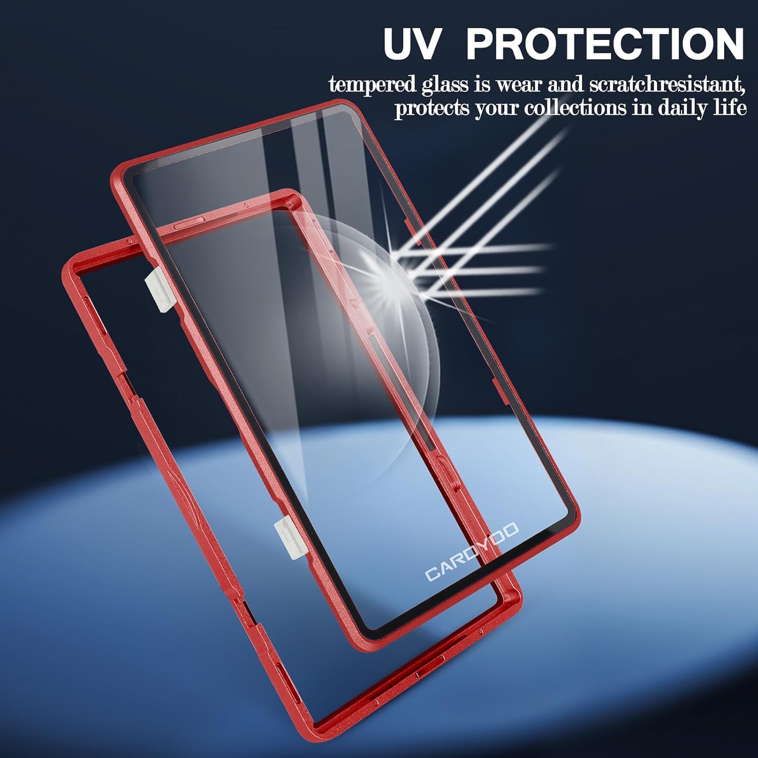 PSA Slab Case, CARDYOO Premium PSA Slab Protector, Metal Graded Card Case, UV Resistant Glass (Red, 35PT)