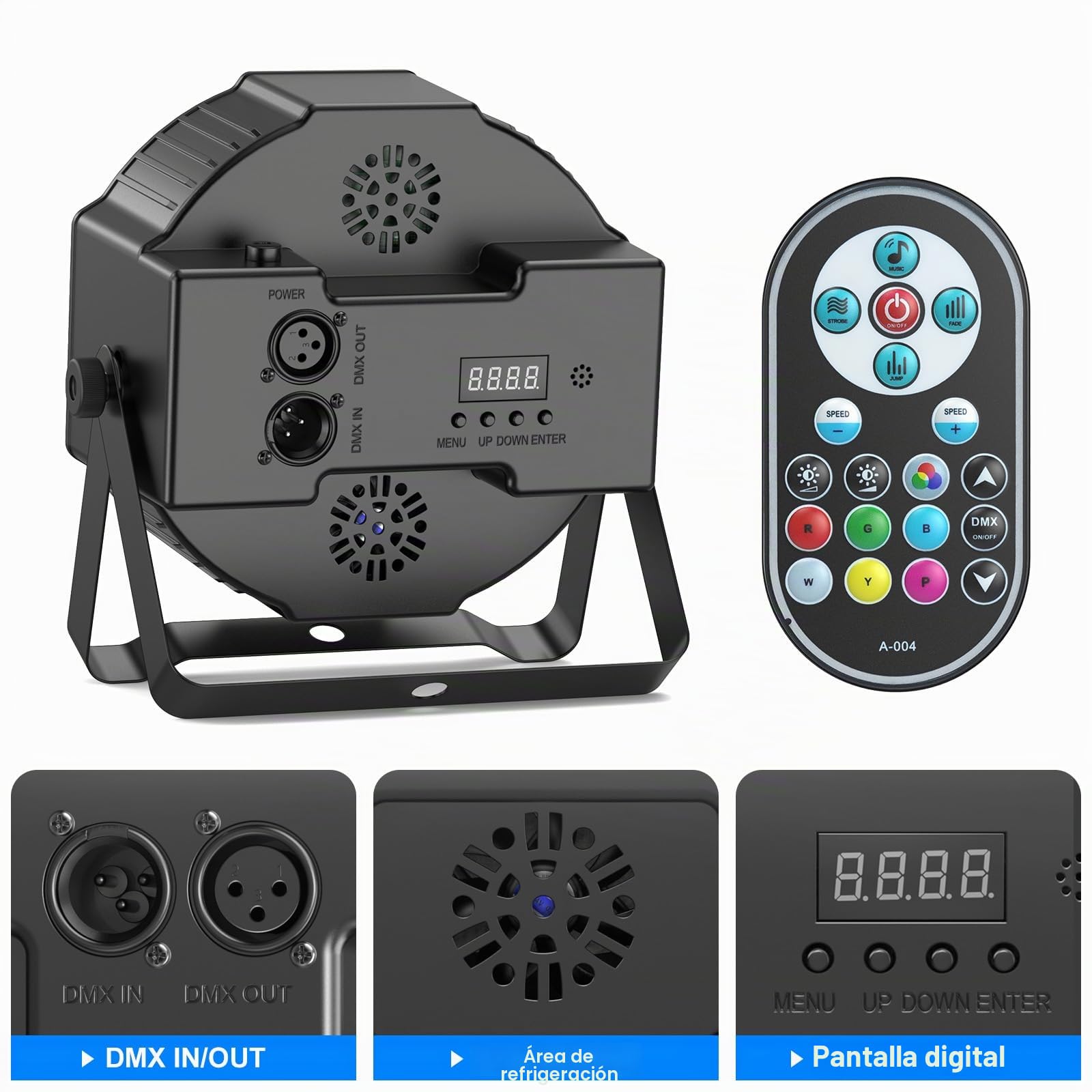 SEBRUANC RGBW Luz de Discoteca, 4PCS Foco LED Par DMX 7LED Luces de Escenrio con Control Remoto 8 Modos de Iluminación para DJ Bar Boda Navidad