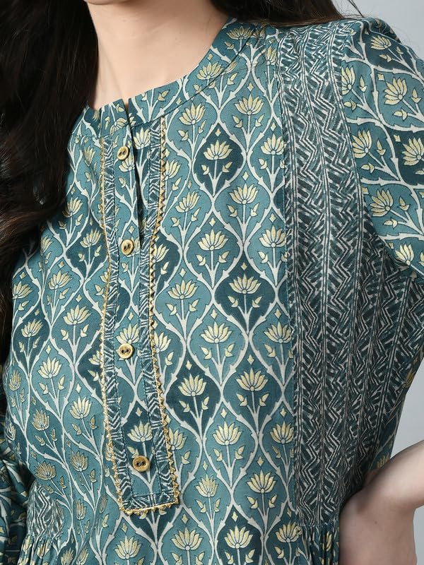 Image of Meesan Women's Casual Ethnic 3 /4 Sleeve Printed Tunic