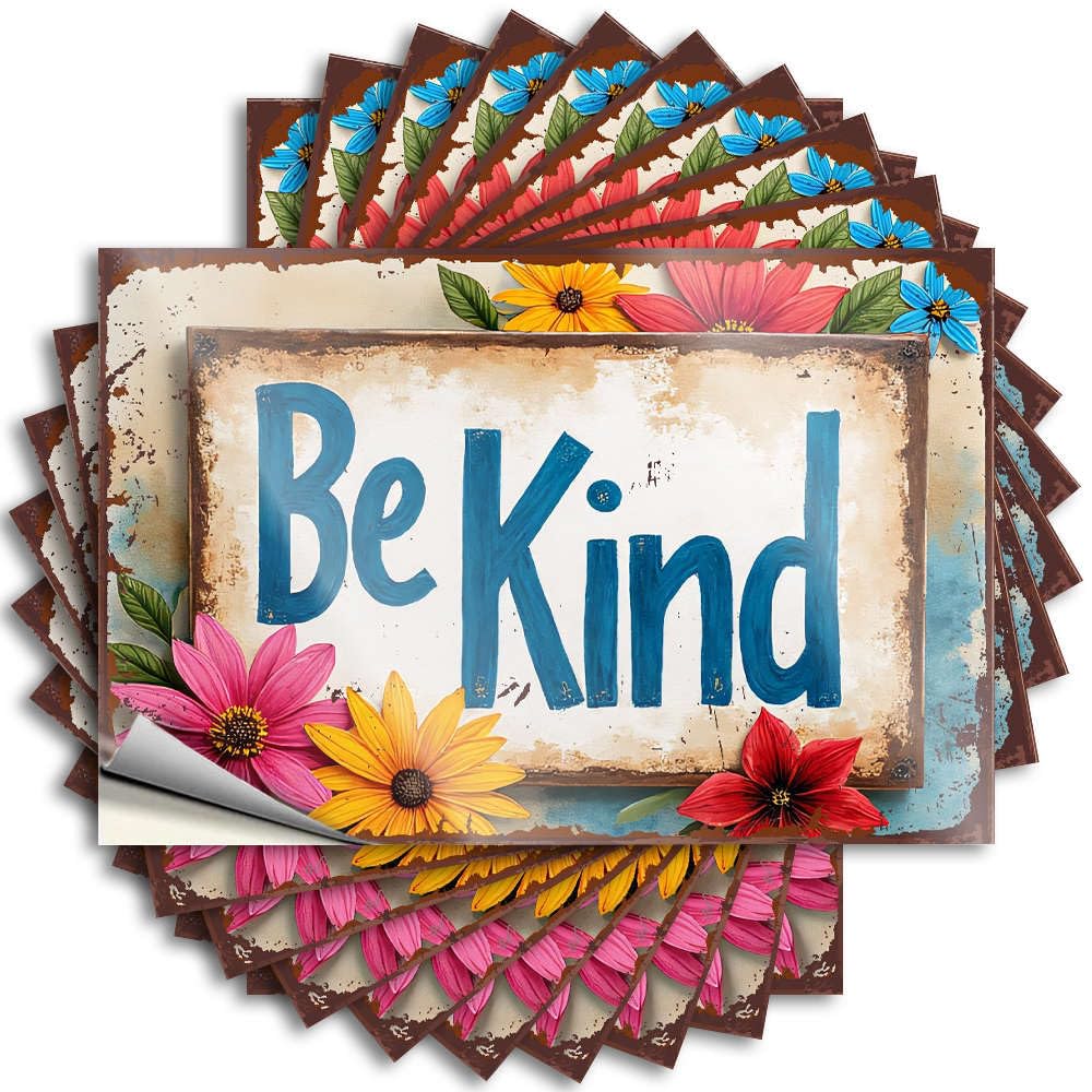 Fzfn Colour Accessories Crazy Decals - Be Kind Surrounded By Colorful Flowers. Removable Decal Case Easy Peel For Standing(6X9cm)