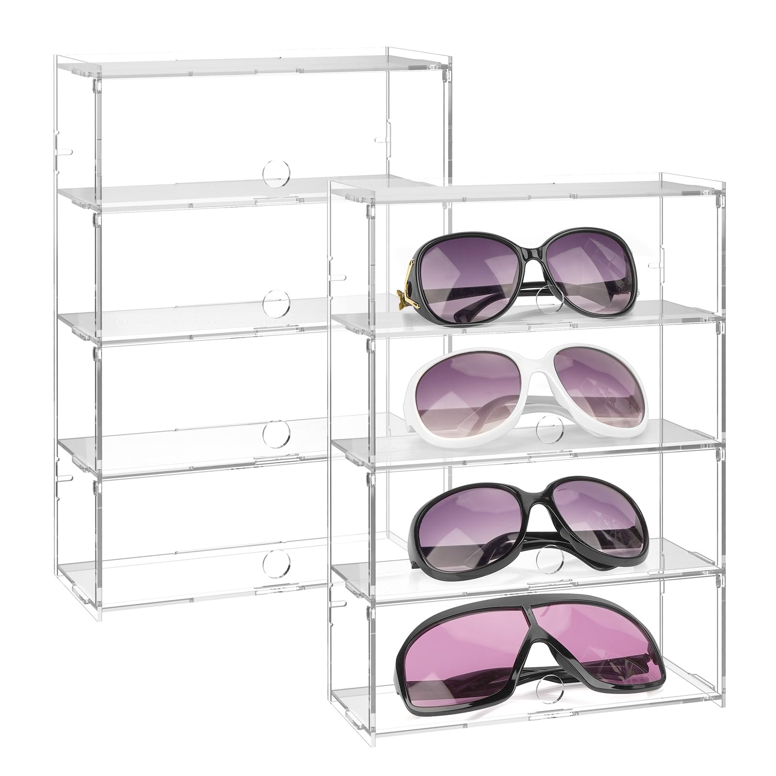 Pack Acrylic Sunglasses Organizer for Extra Large Sunglasses, Glasses  Holder Sunglass Display Stand with Drawers, Sun Glasses Storage Organizer
