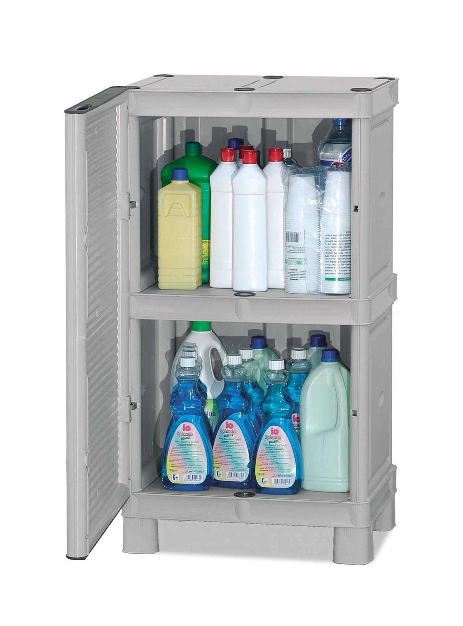 Dmora - Armoire d'extérieur, Mobilier d'extérieur, Armoire de Balcon Polyvalente, 100% Made in Italy, Gris Clair, 50x39x92 cm