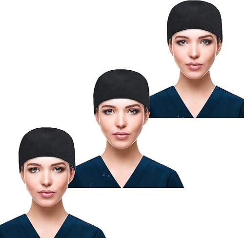 Miniatura 115 de QBA Adjustable Working Cap with Button, Cotton Working Hat Sweatband, Elastic Bandage Tie Back Hats for Women & Men, One