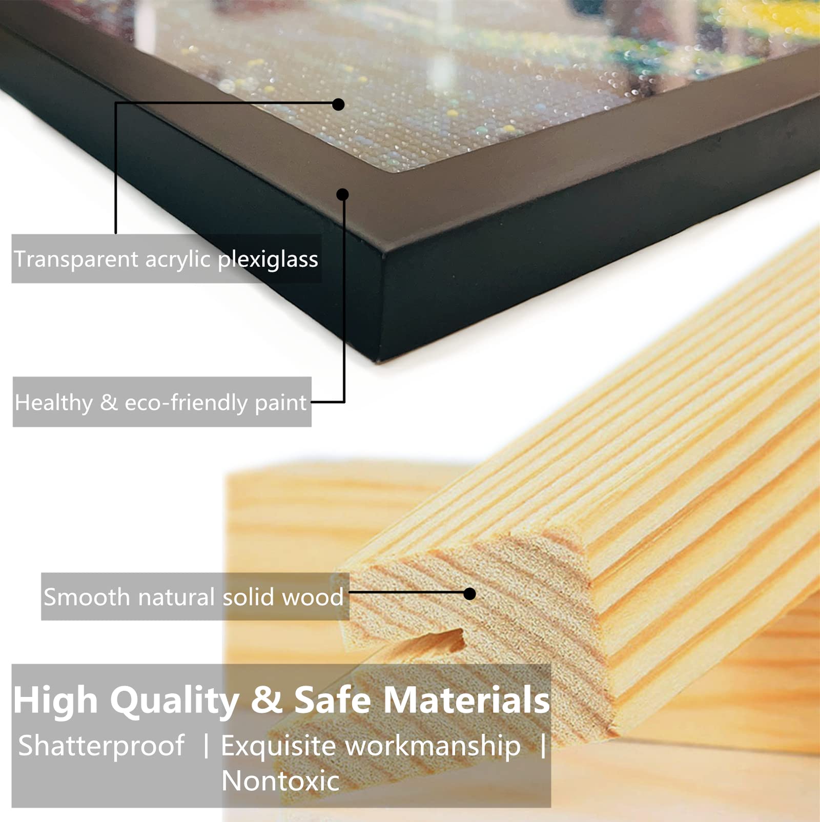 Cornice In Legno Massello Per Pittura A Diamanti - Formato 24.2x34.5 Cm, Con Vetro Protettivo, Ideale Per Mostrare I Tuoi Lavori