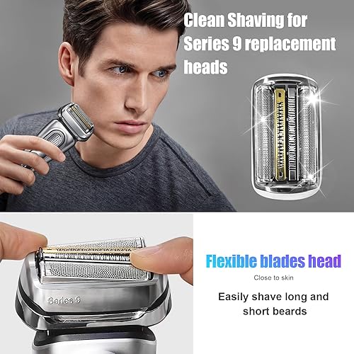 Miniatura 3 de Repuesto de cabezal de afeitadora eléctrica Serie 9 92S, compatible con maquinillas de afeitar eléctricas Braun Series 9 de 290 cc, 9291 cc, 9370