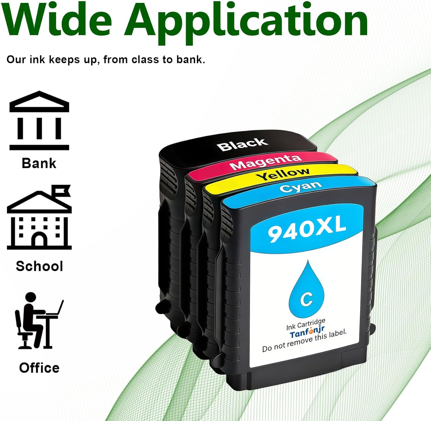 940XL Ink Cartridges Combo Pack Replacement for HP Ink 940XL 940 for OfficeJet Pro 8000 8500A 8500 A909a 8500A A910a Printers (4-Pack, 1Black/1Cyan/1Magenta/1Yellow)