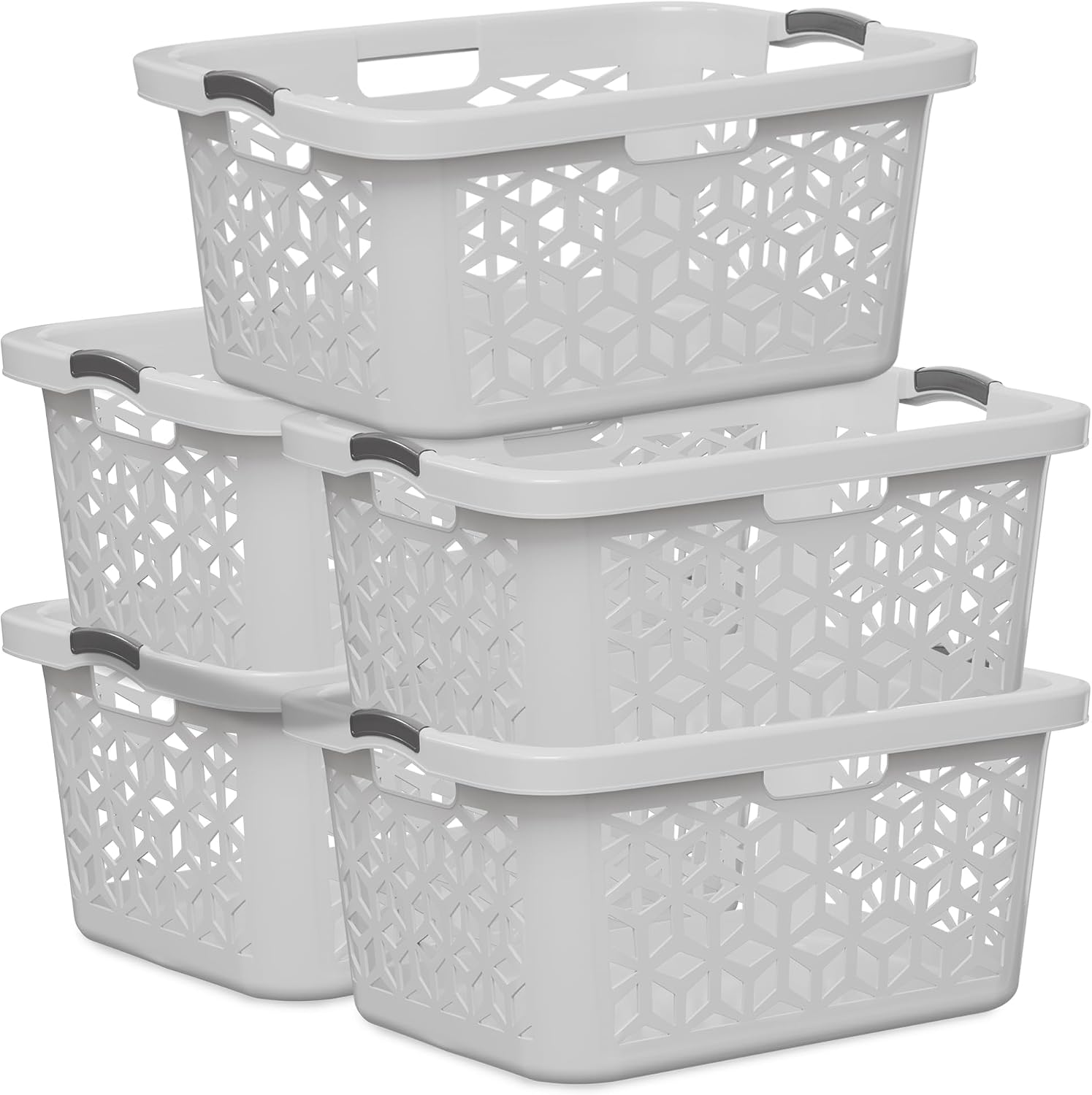 EconoHome Laundry Basket - Large 2 Bushel Laundry Basket with Handles - Stackable Plastic Hamper for Dirty Clothes - Storage Bin & Organizer for Bathroom, Bedroom - White, 70.5L Capacity – Heavy Duty
